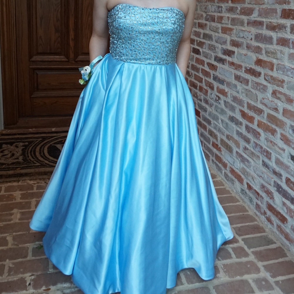 Sherri Hill Ball Gown Prom Pageant Dress Blue 12 - Picture 2 of 9